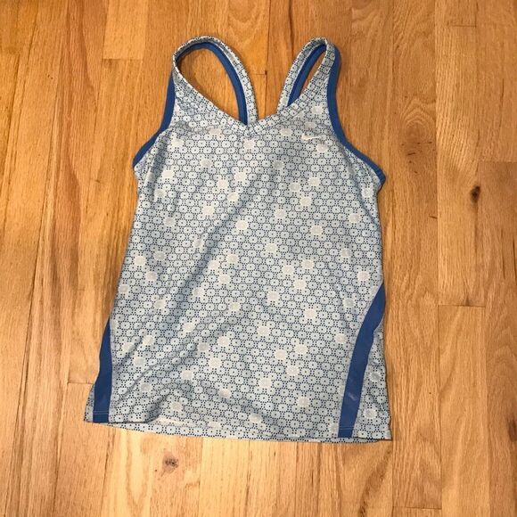 Nike work out patterned blue top w bra - Picture 1 of 5